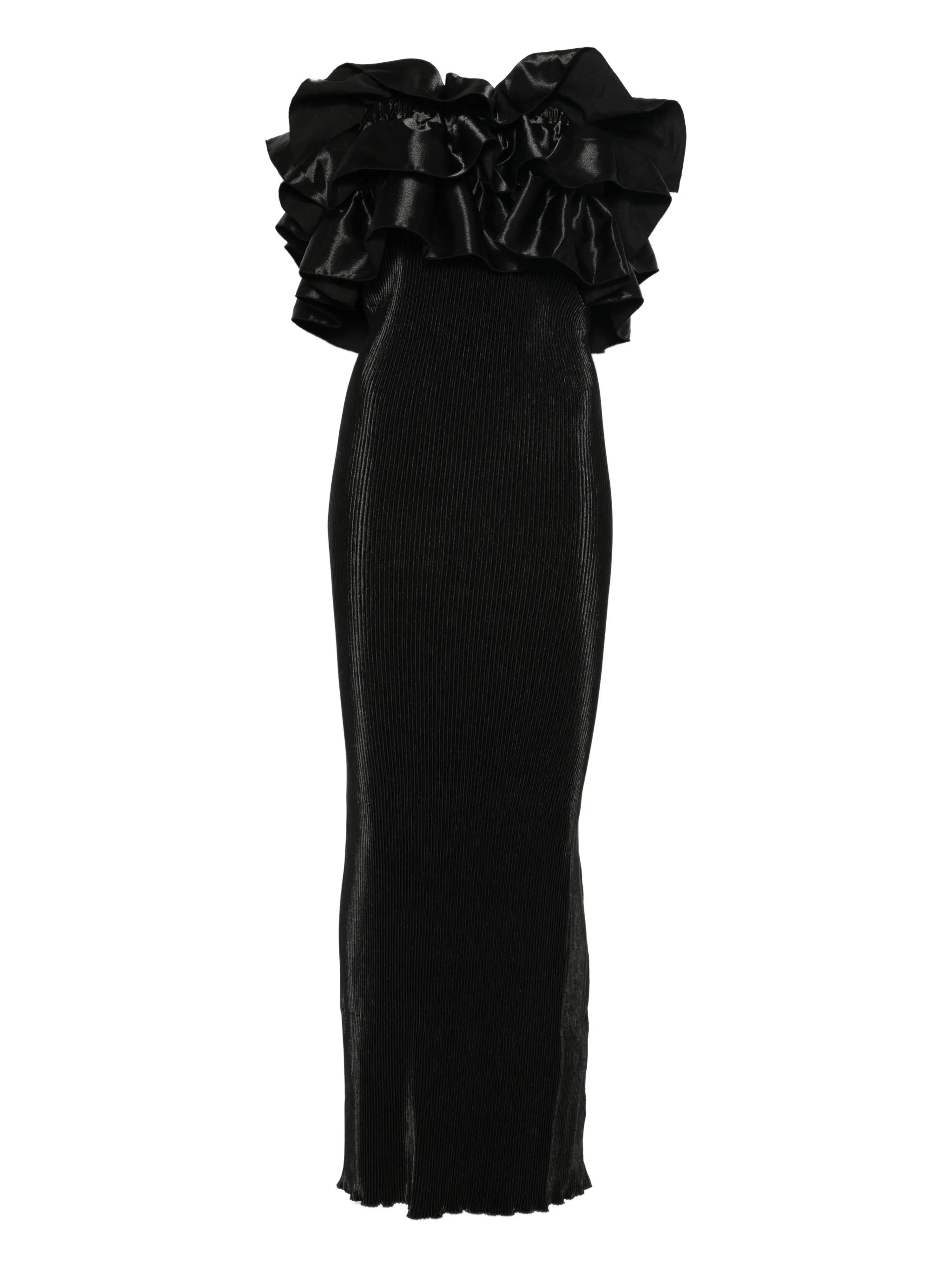 Paris ruffled-tube midi dress