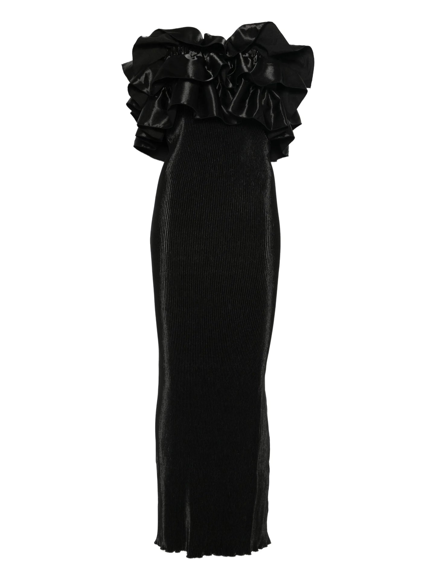 Paris ruffled-tube midi dress