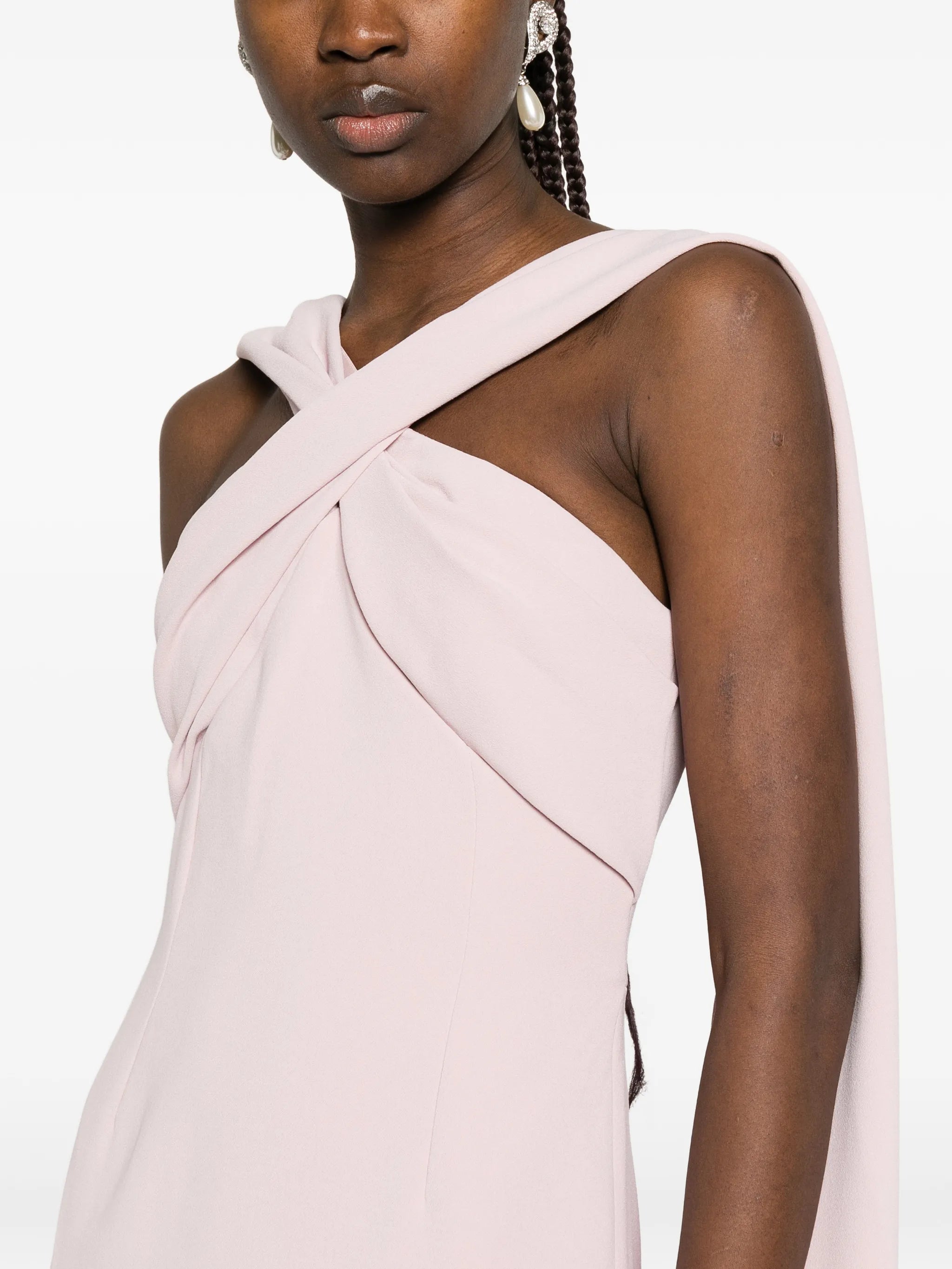 halter-neck draped-scarf maxi dress
