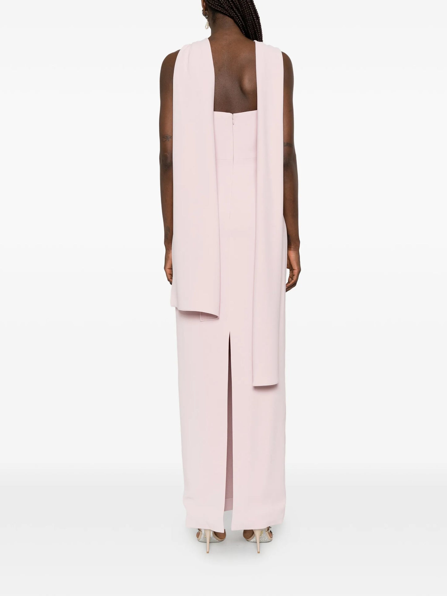 halter-neck draped-scarf maxi dress