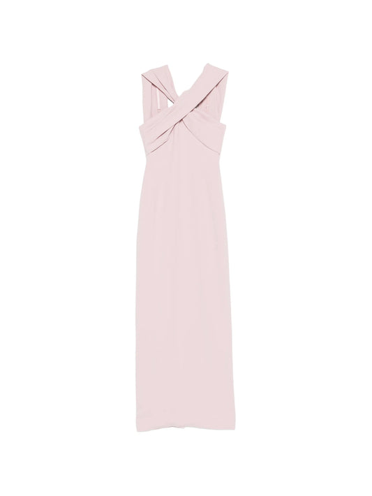 halter-neck draped-scarf maxi dress