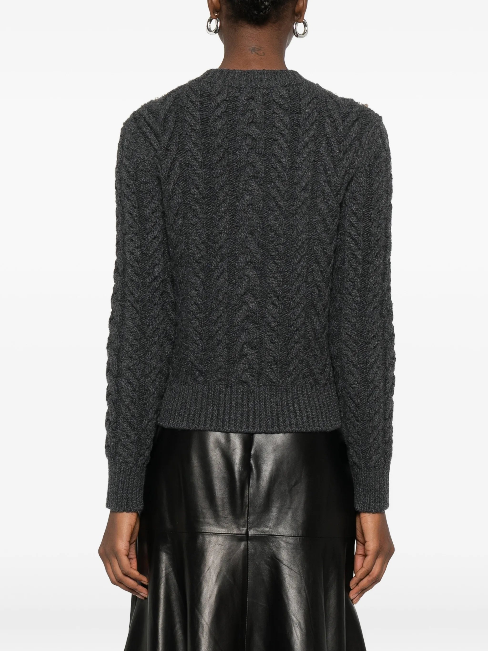 crystal-embellished cable-knit cardigan