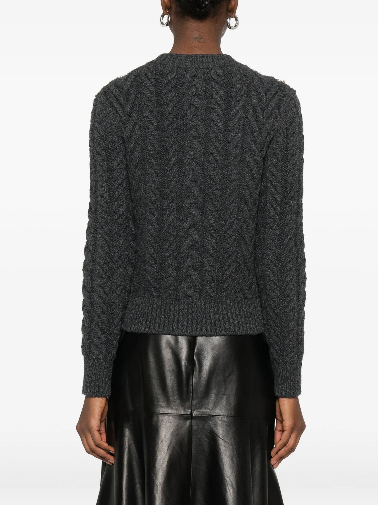 crystal-embellished cable-knit cardigan