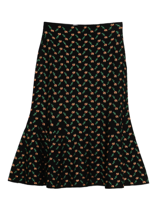 floral jacquard midi skirt