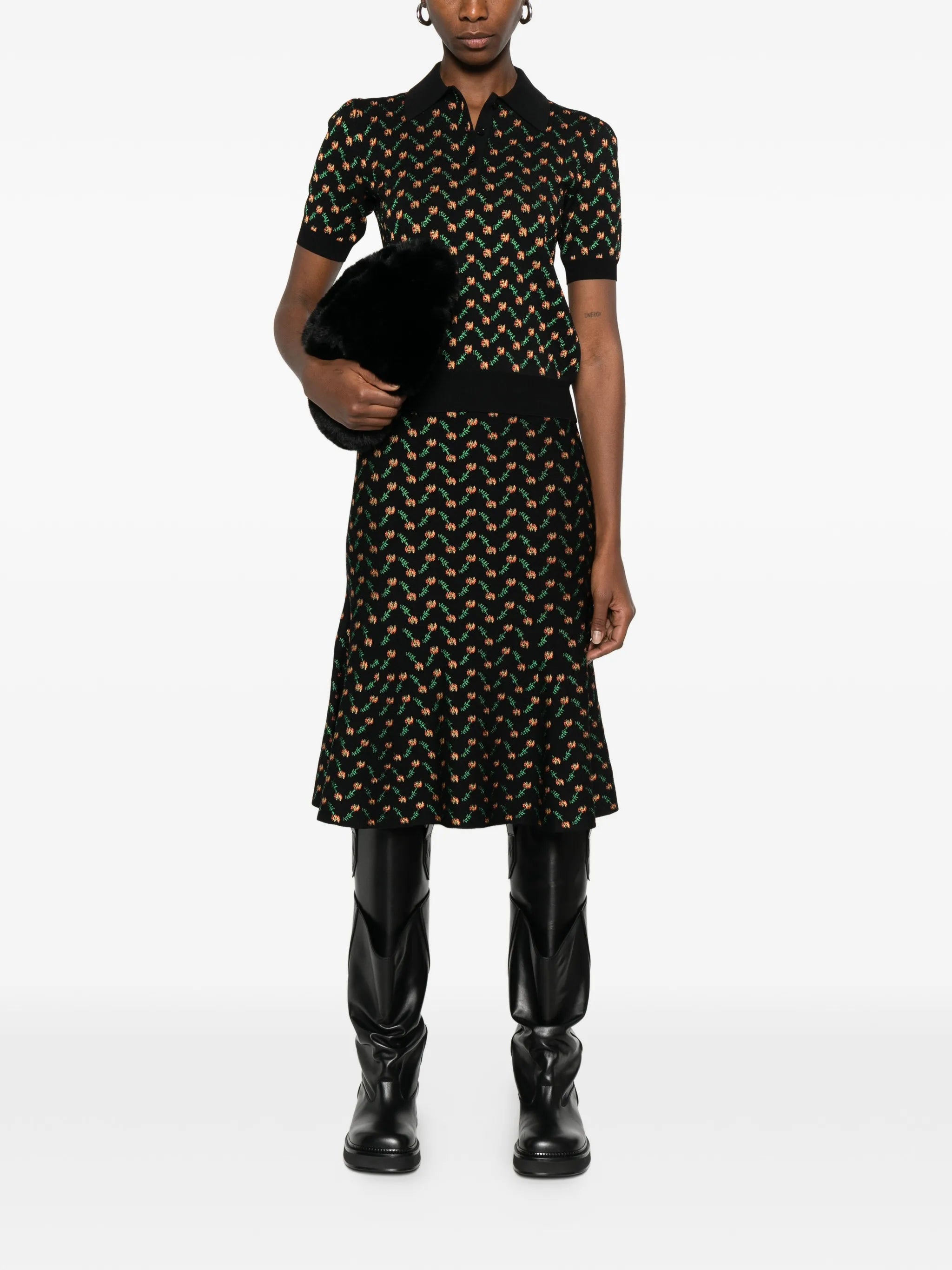 floral jacquard midi skirt