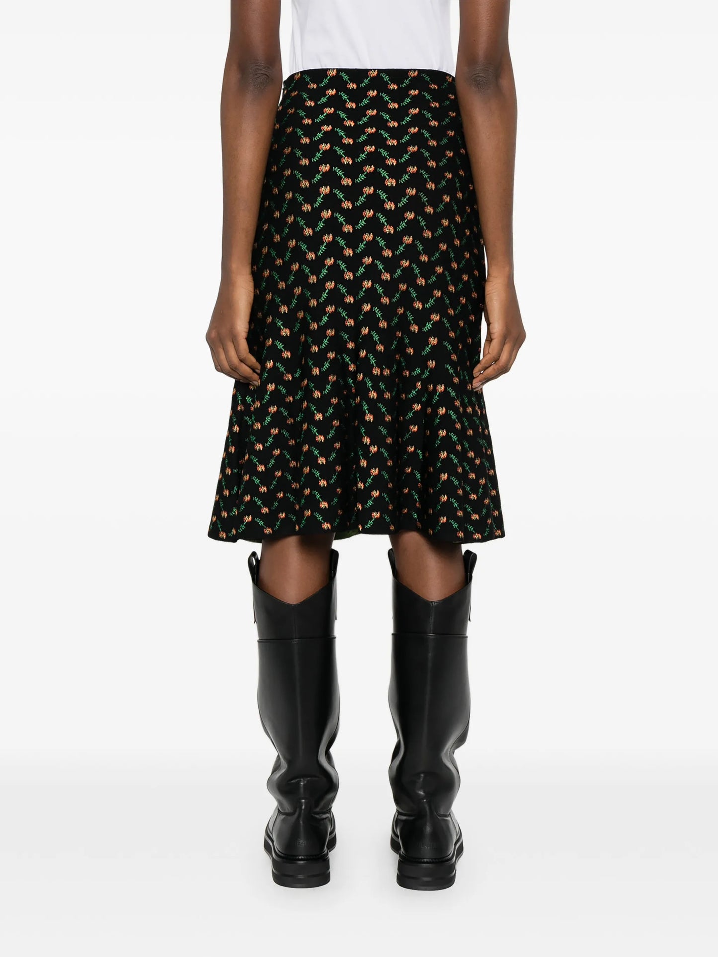 floral jacquard midi skirt