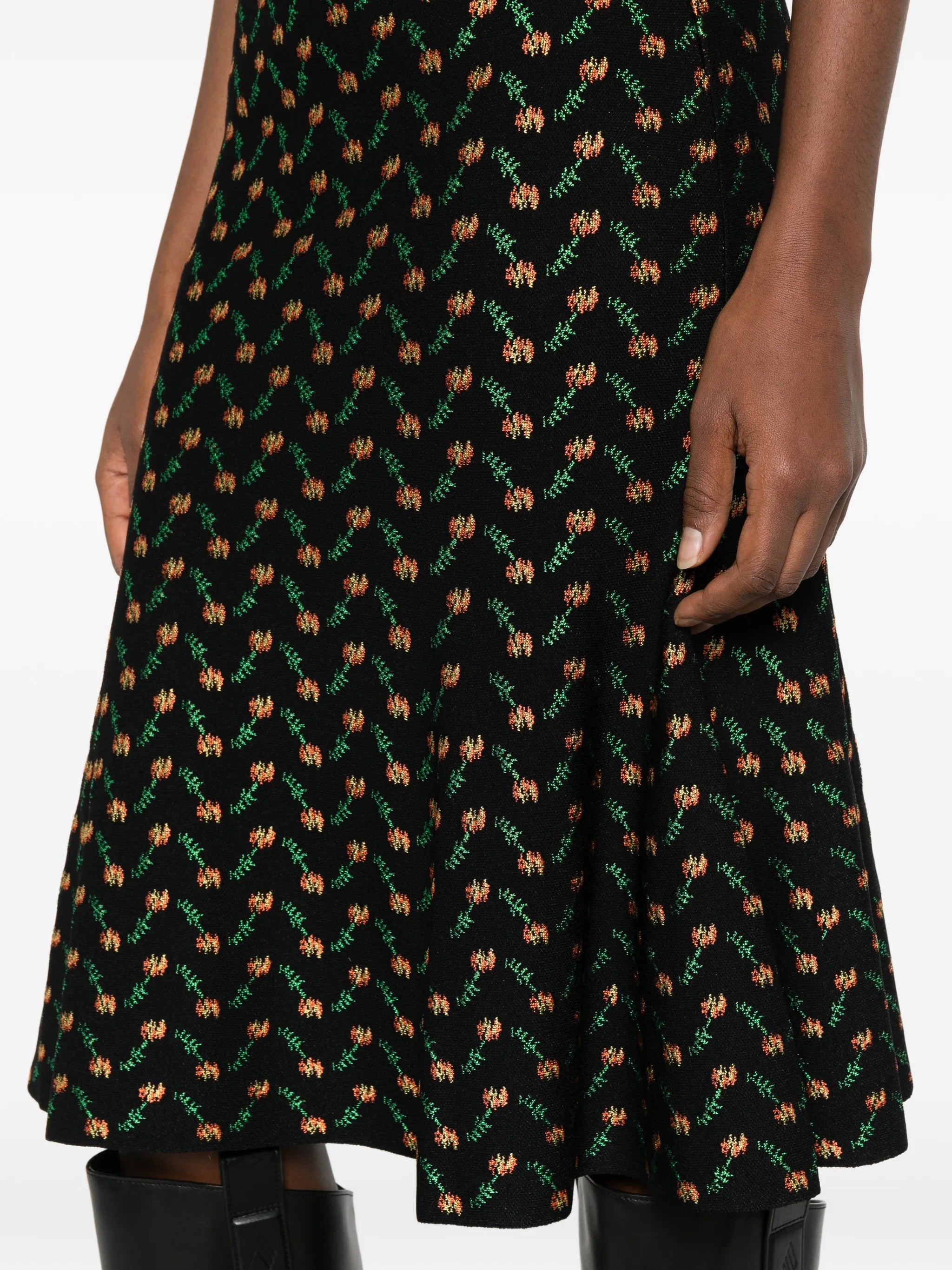floral jacquard midi skirt