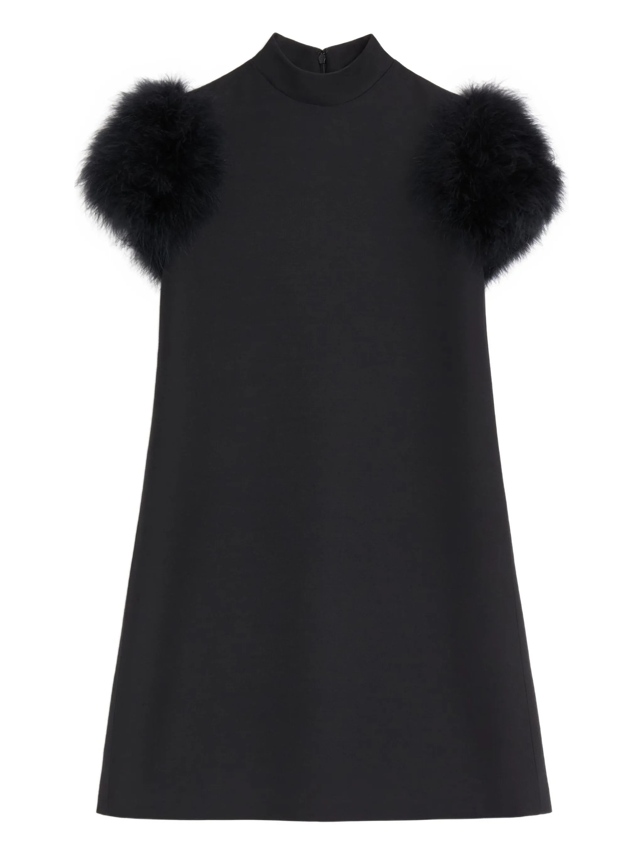 Crepe Couture feather mini dress