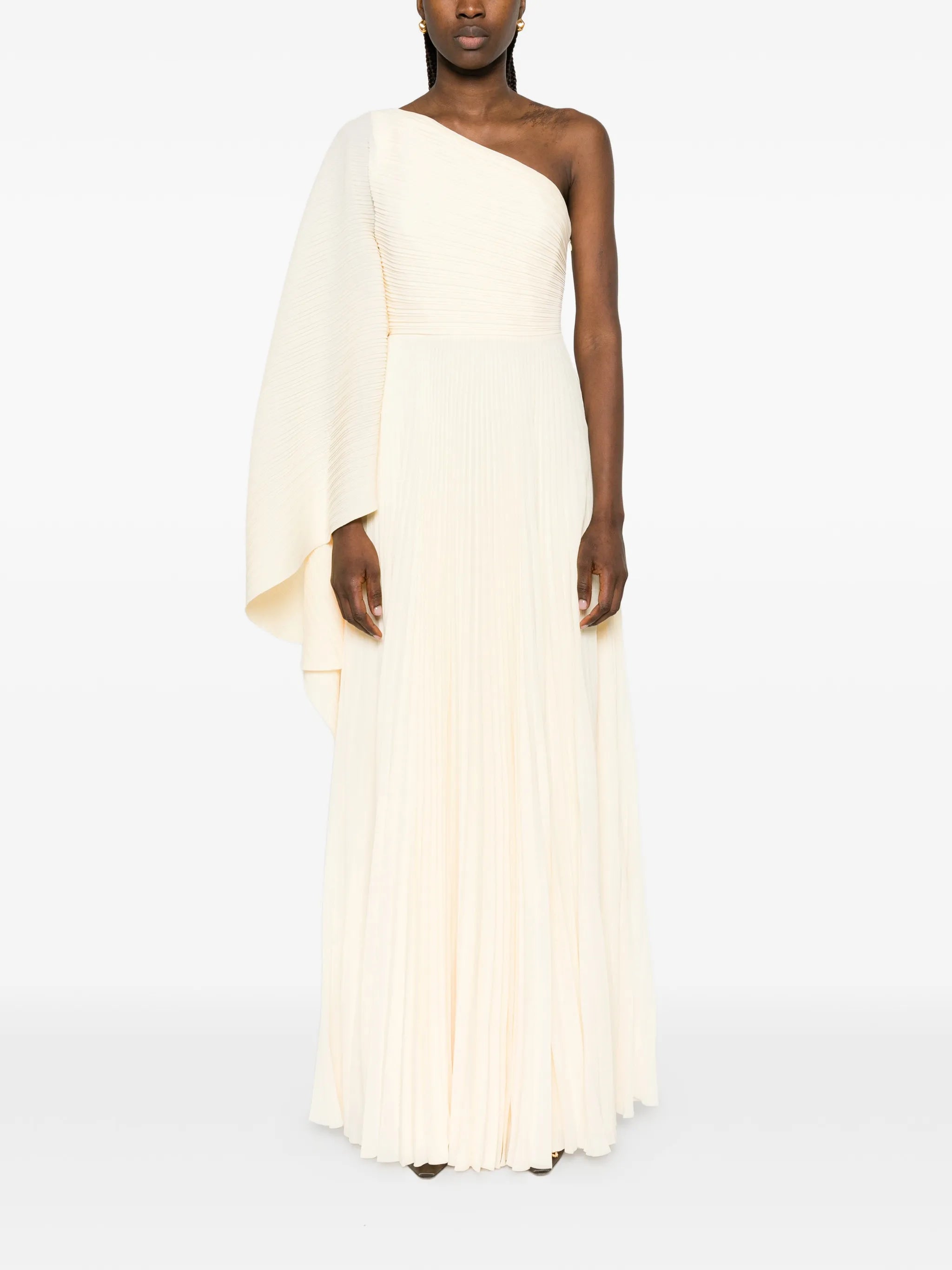 Maci pleated one-shoulder maxi dress