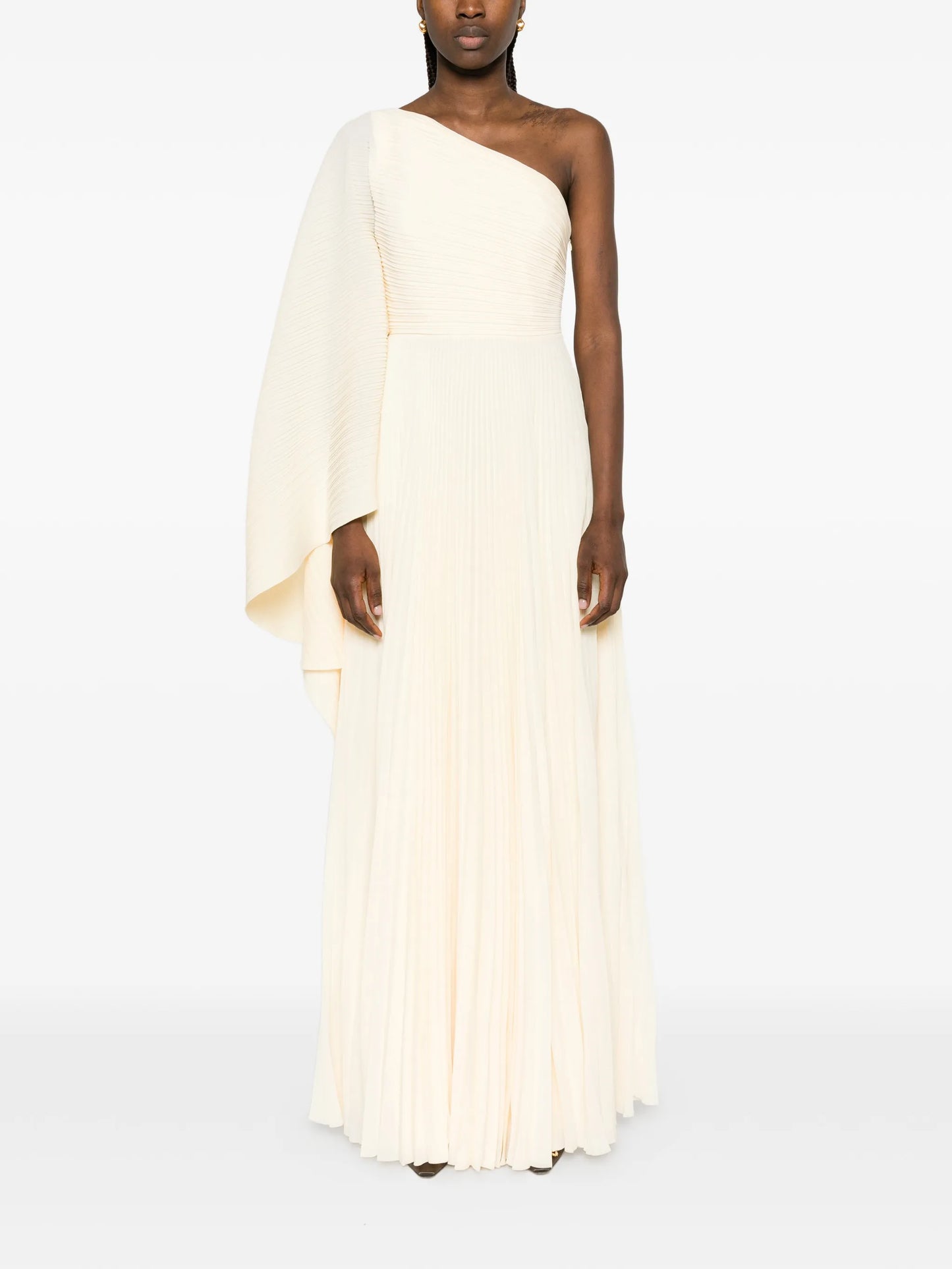 Maci pleated one-shoulder maxi dress