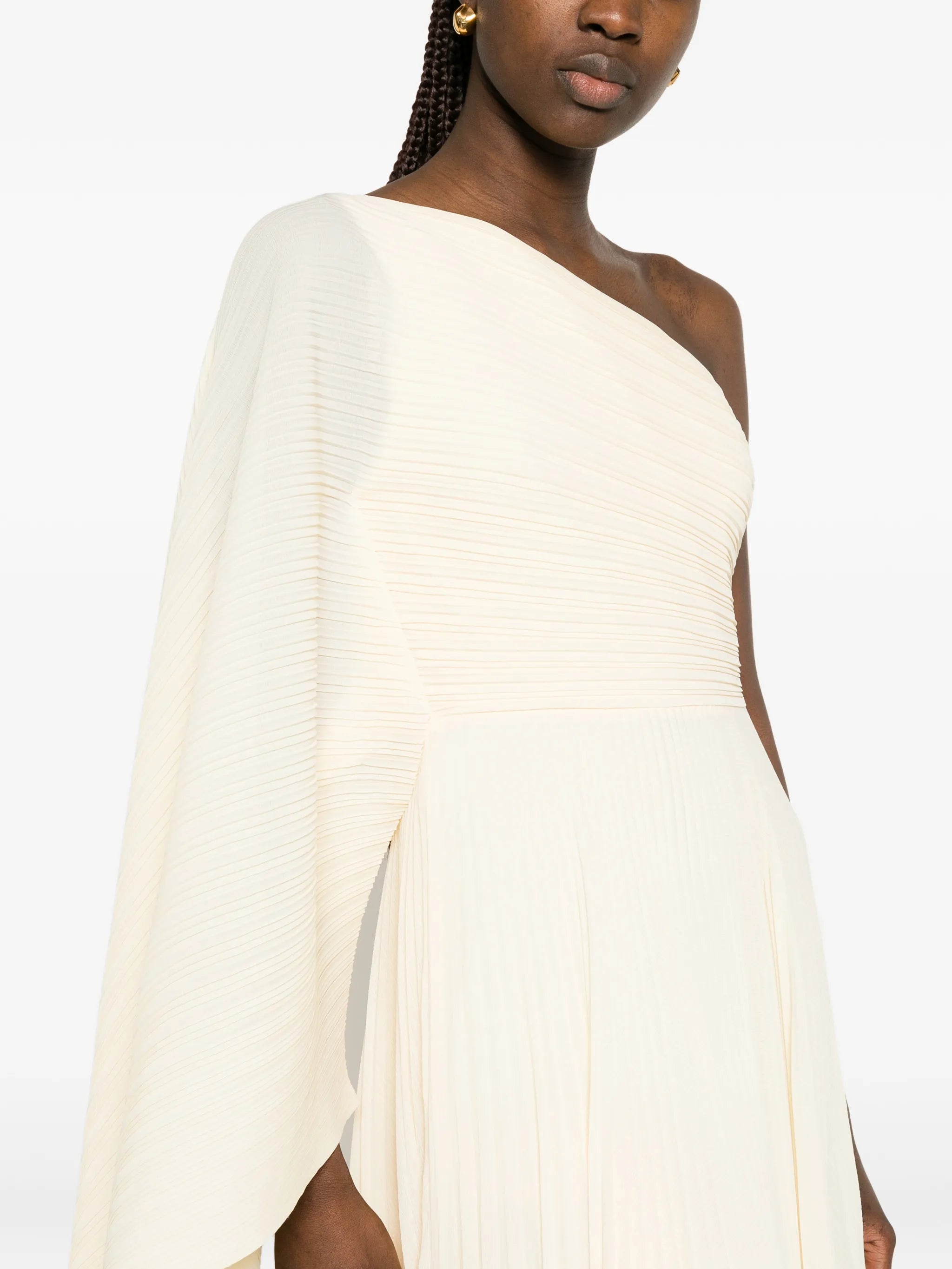 Maci pleated one-shoulder maxi dress