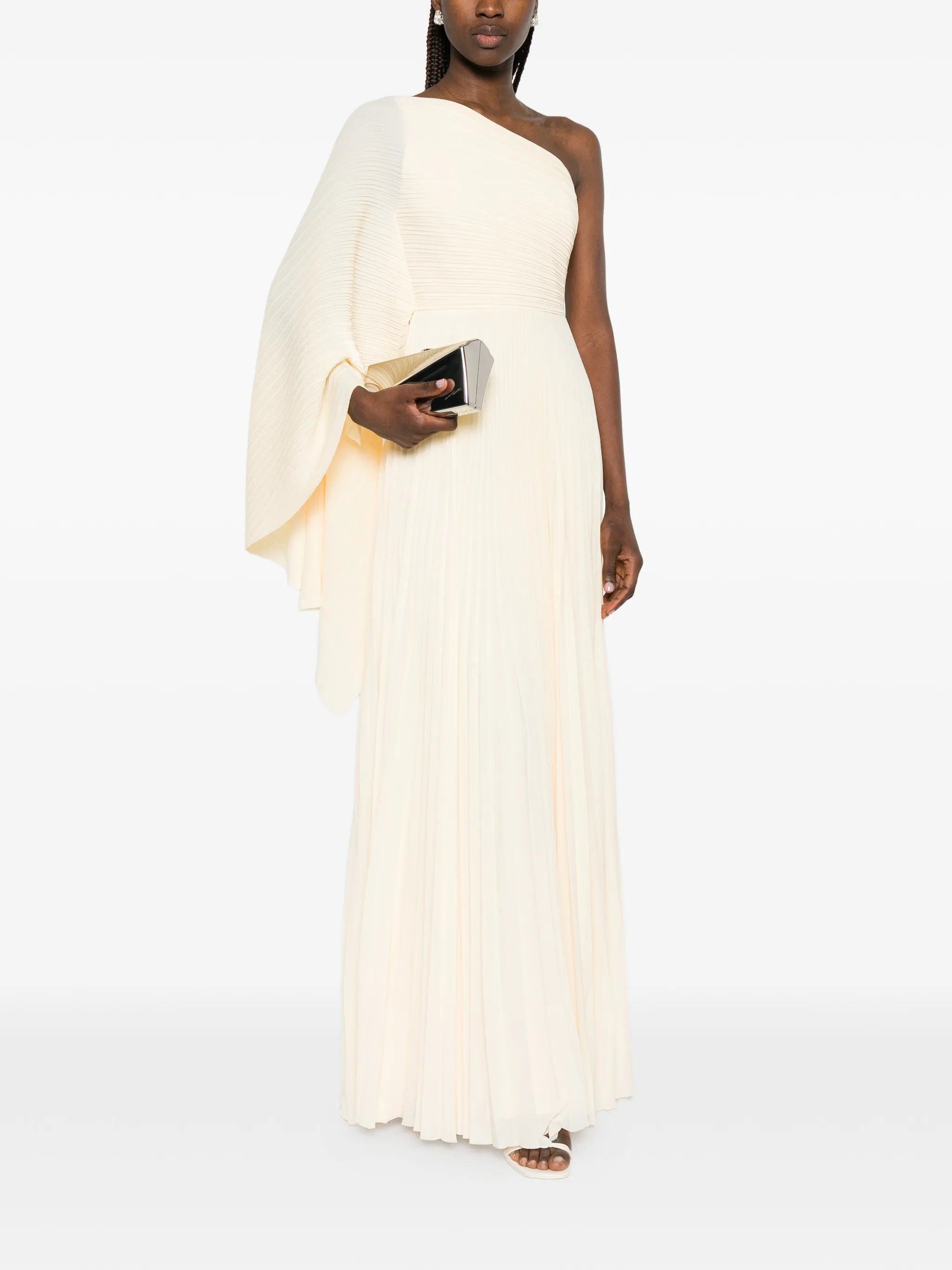 Maci pleated one-shoulder maxi dress
