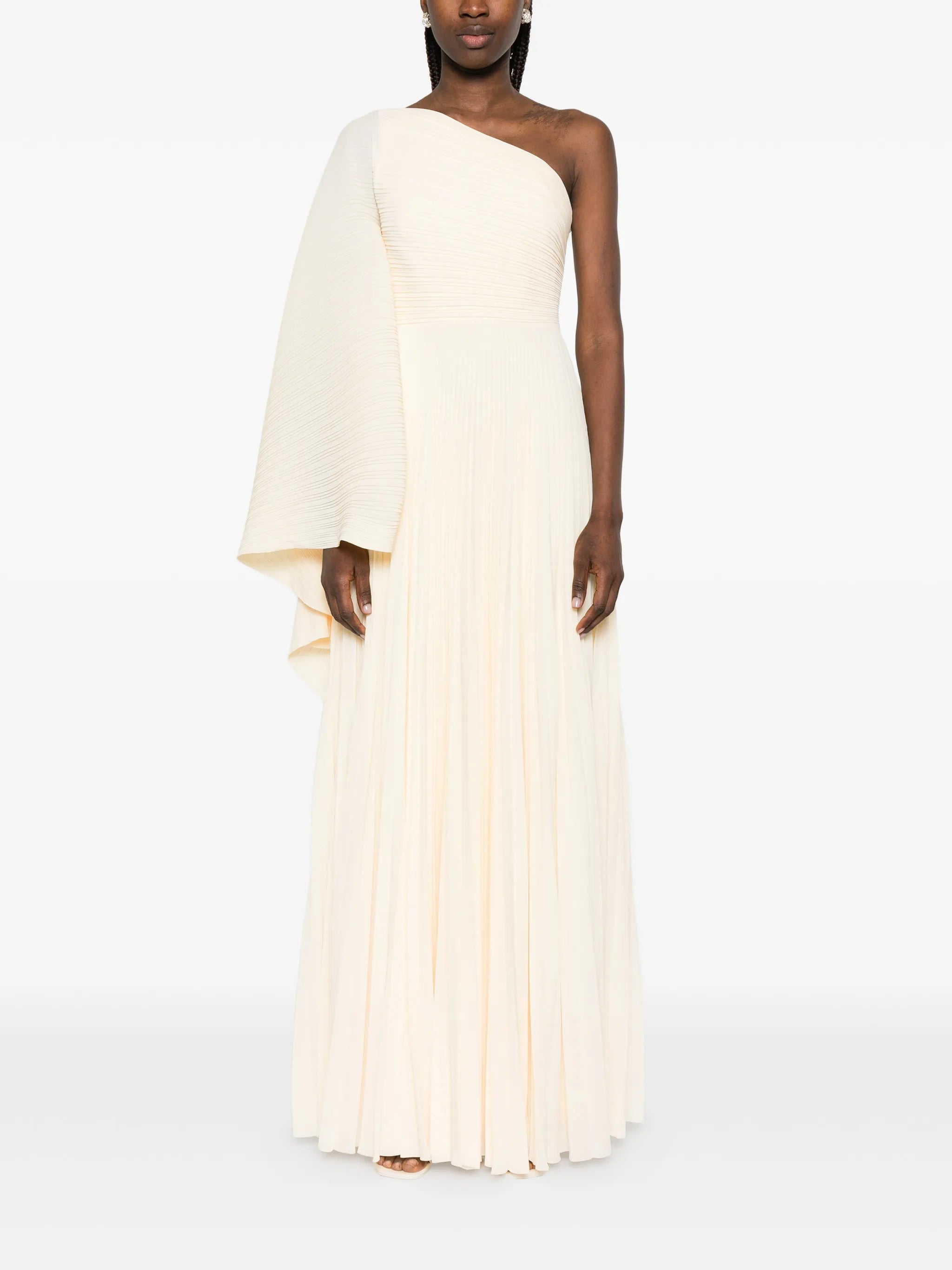Maci pleated one-shoulder maxi dress