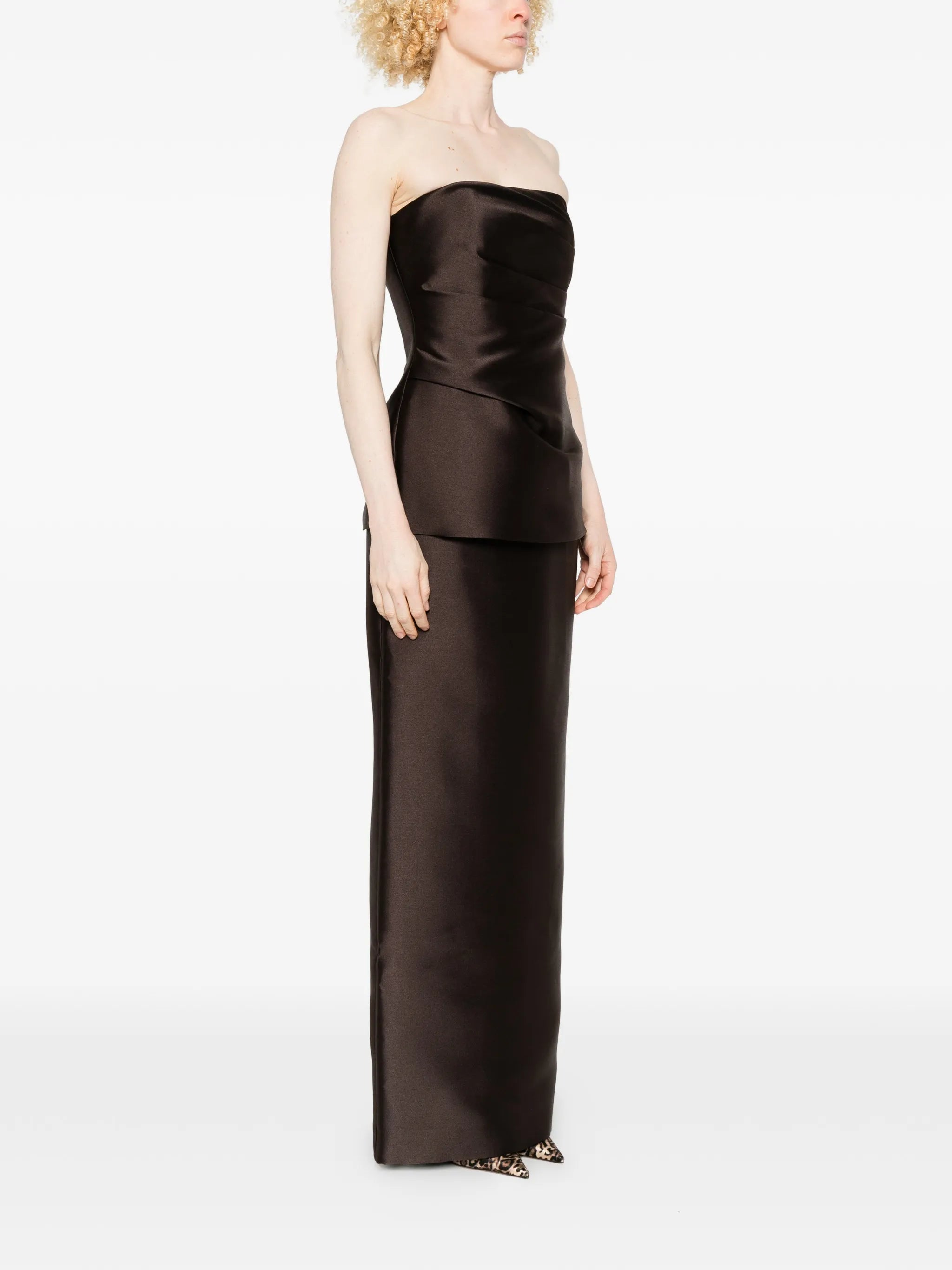 Lucille strapless peplum maxi dress