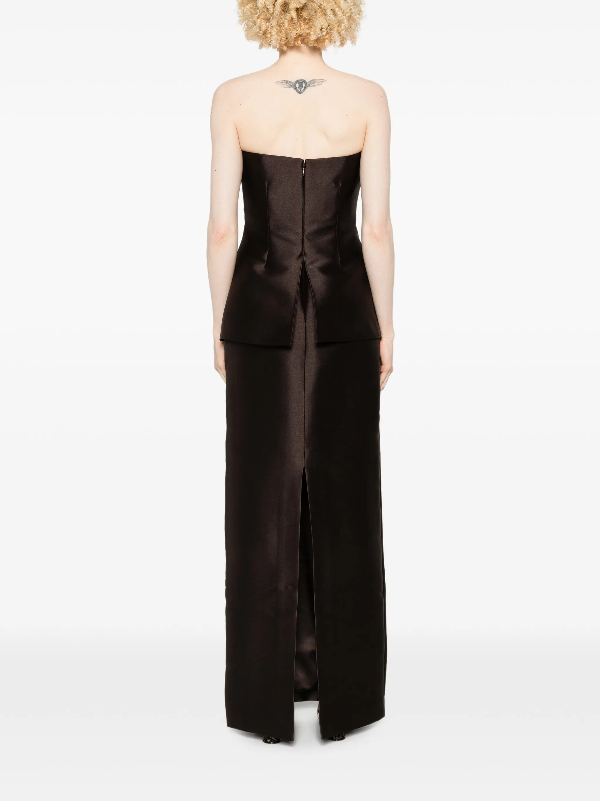 Lucille strapless peplum maxi dress