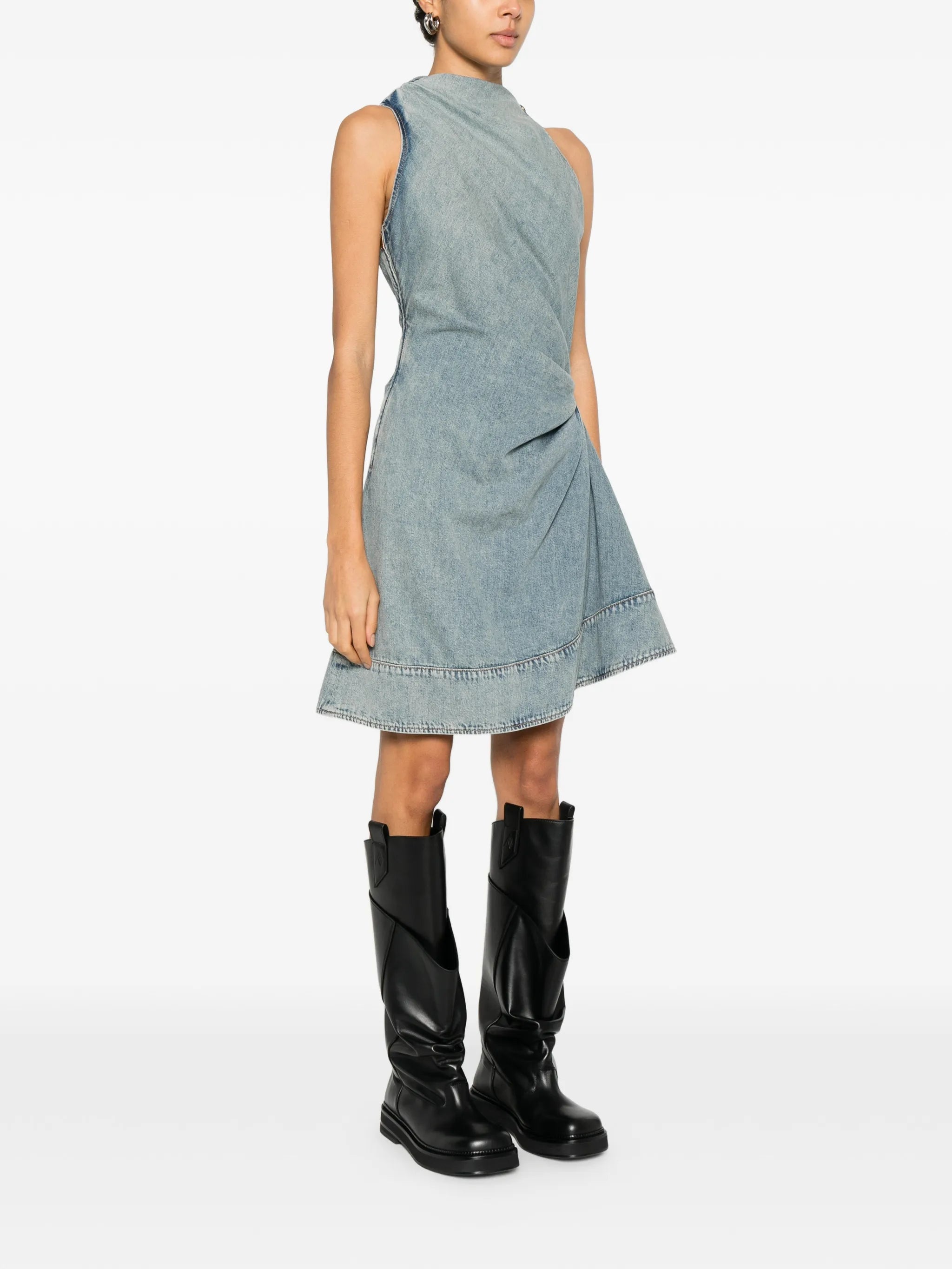 draped sleeveless mini dress