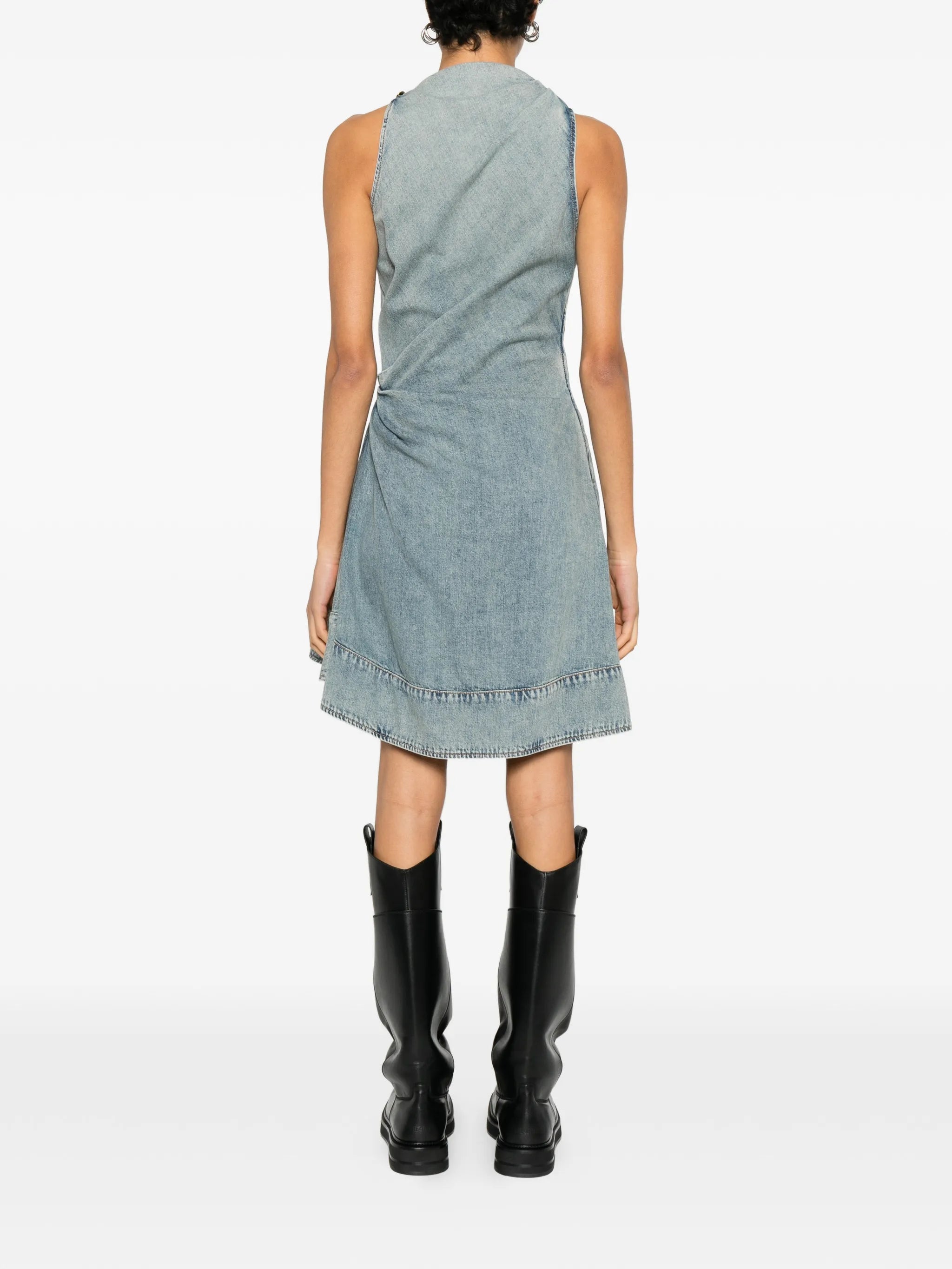 draped sleeveless mini dress