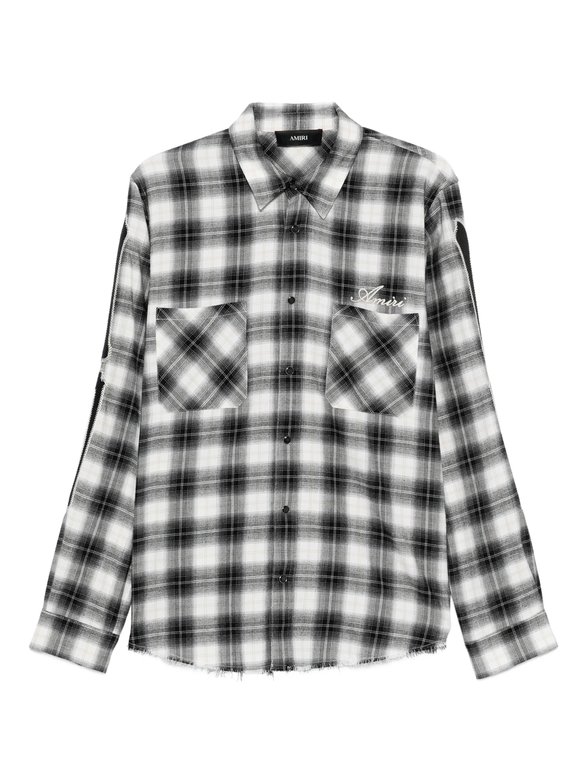 bones-appliqué plaid shirt