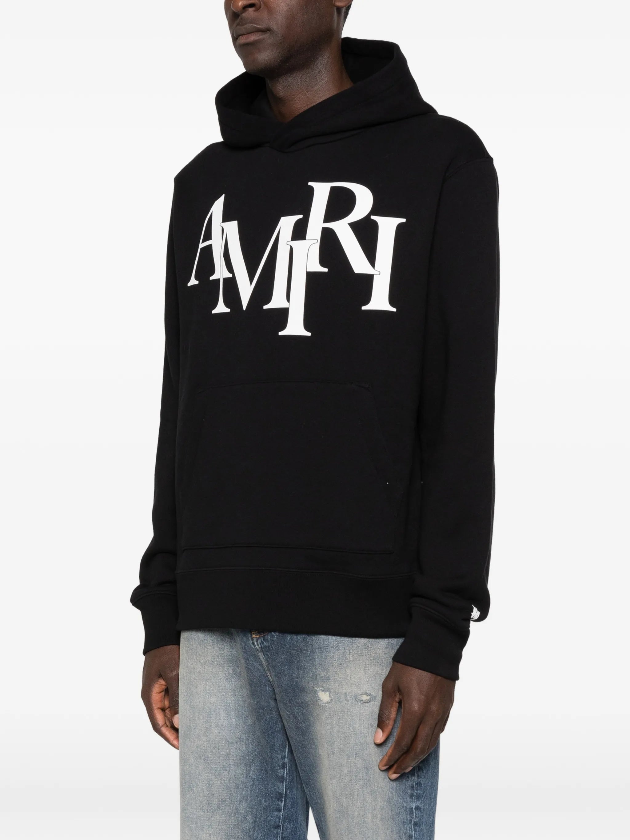 staggered-logo long-sleeve hoodie