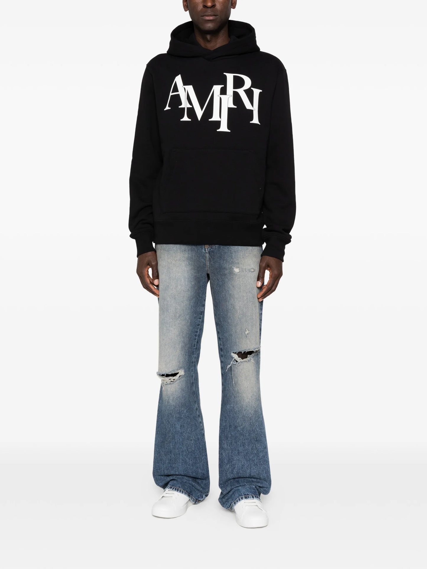 staggered-logo long-sleeve hoodie