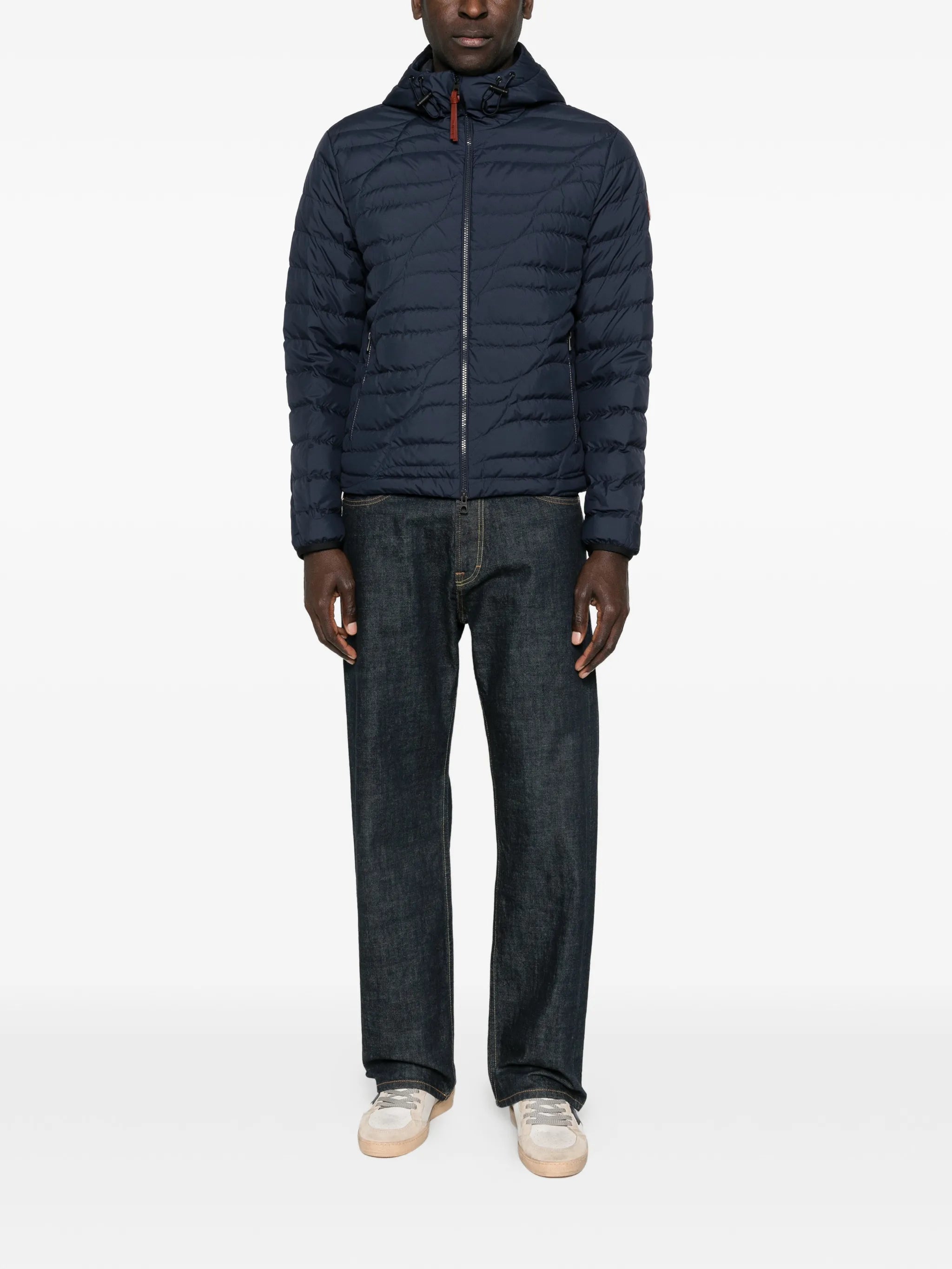 hooded zip-fastening jacket
