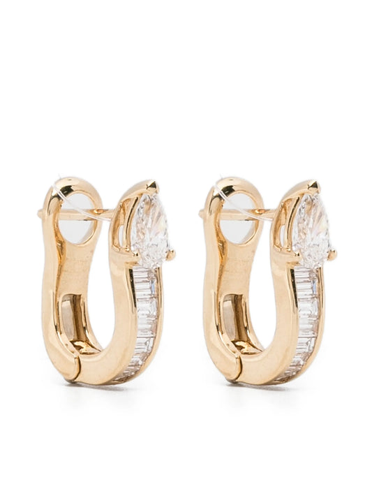 18CT yellow gold Saturn diamond huggies