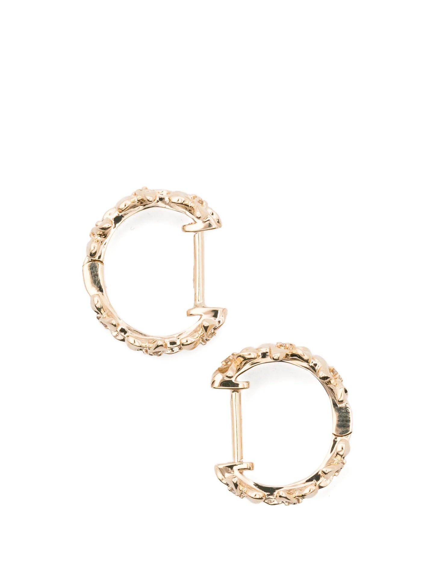 tiny Plumeria diamond huggie hoops