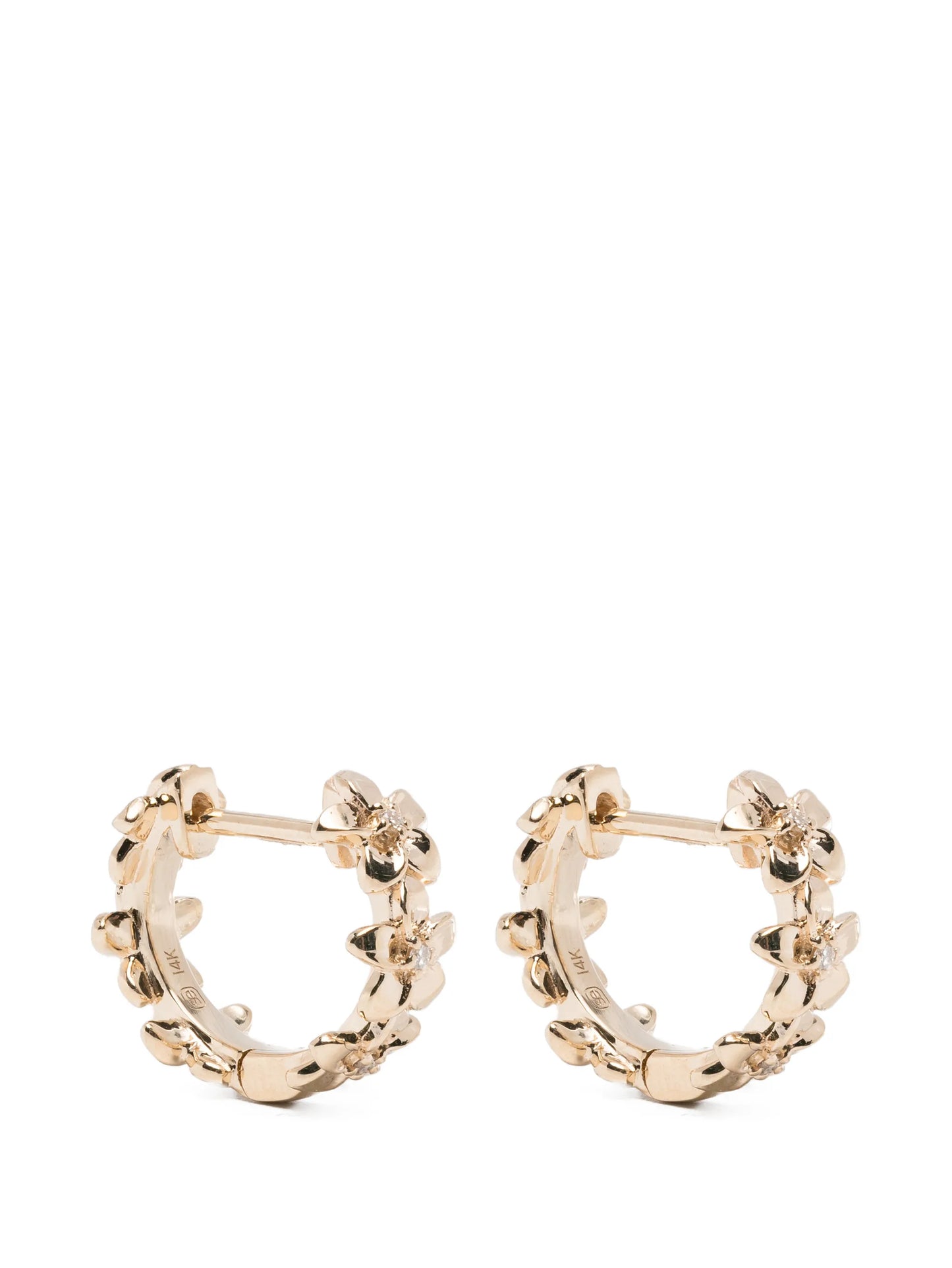 tiny Plumeria diamond huggie hoops
