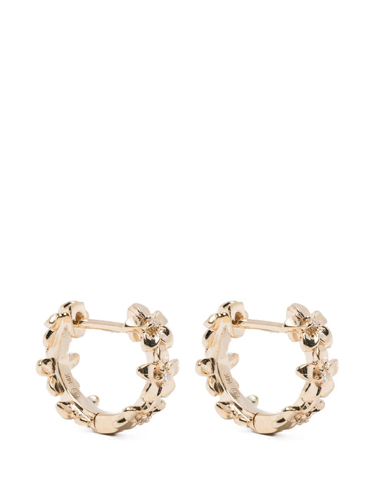 tiny Plumeria diamond huggie hoops
