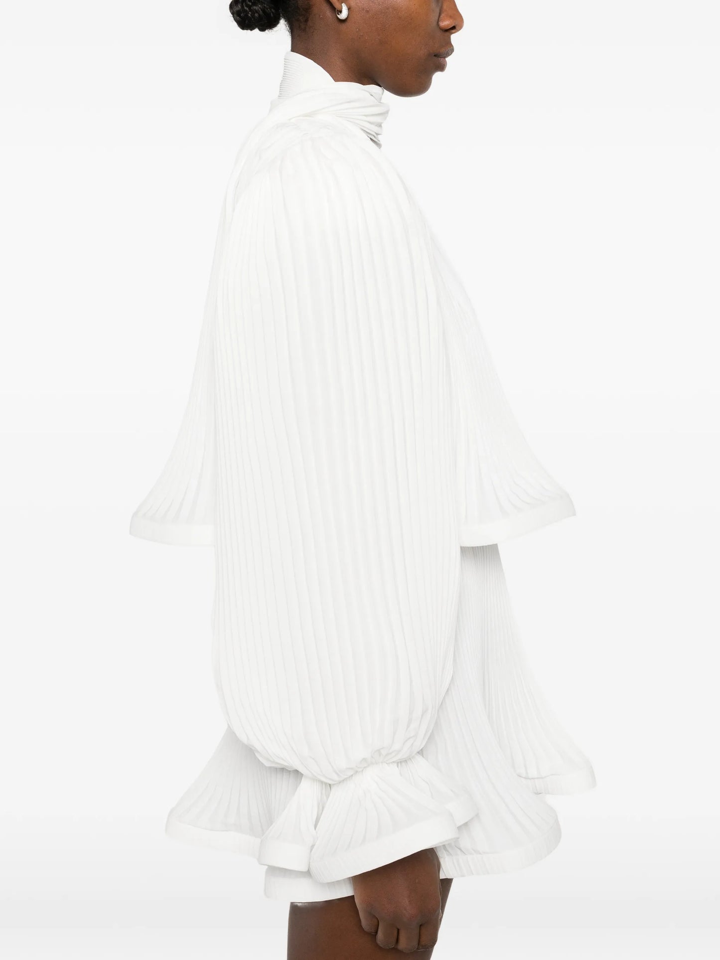 pleated puffy mini dress