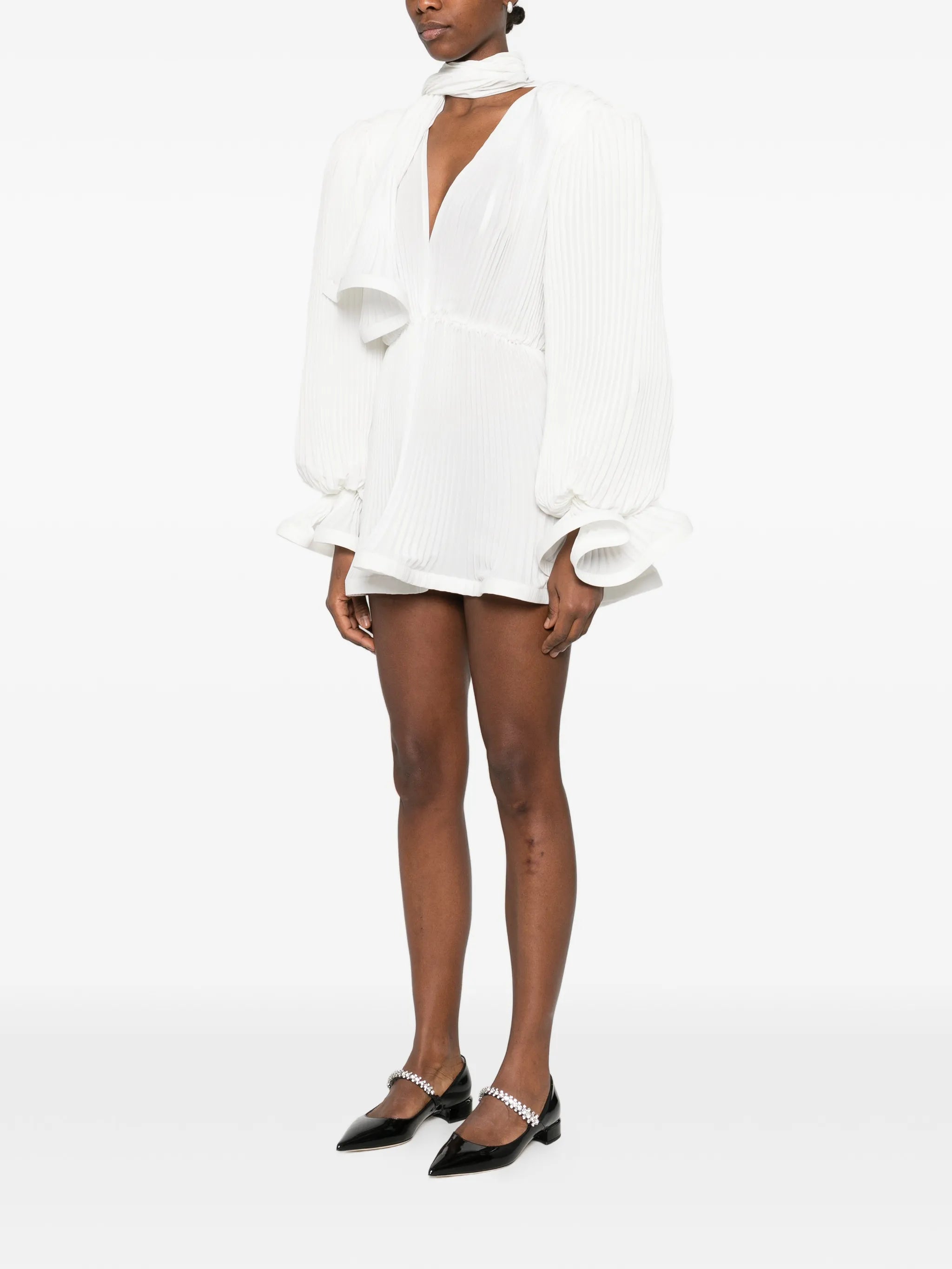 pleated puffy mini dress