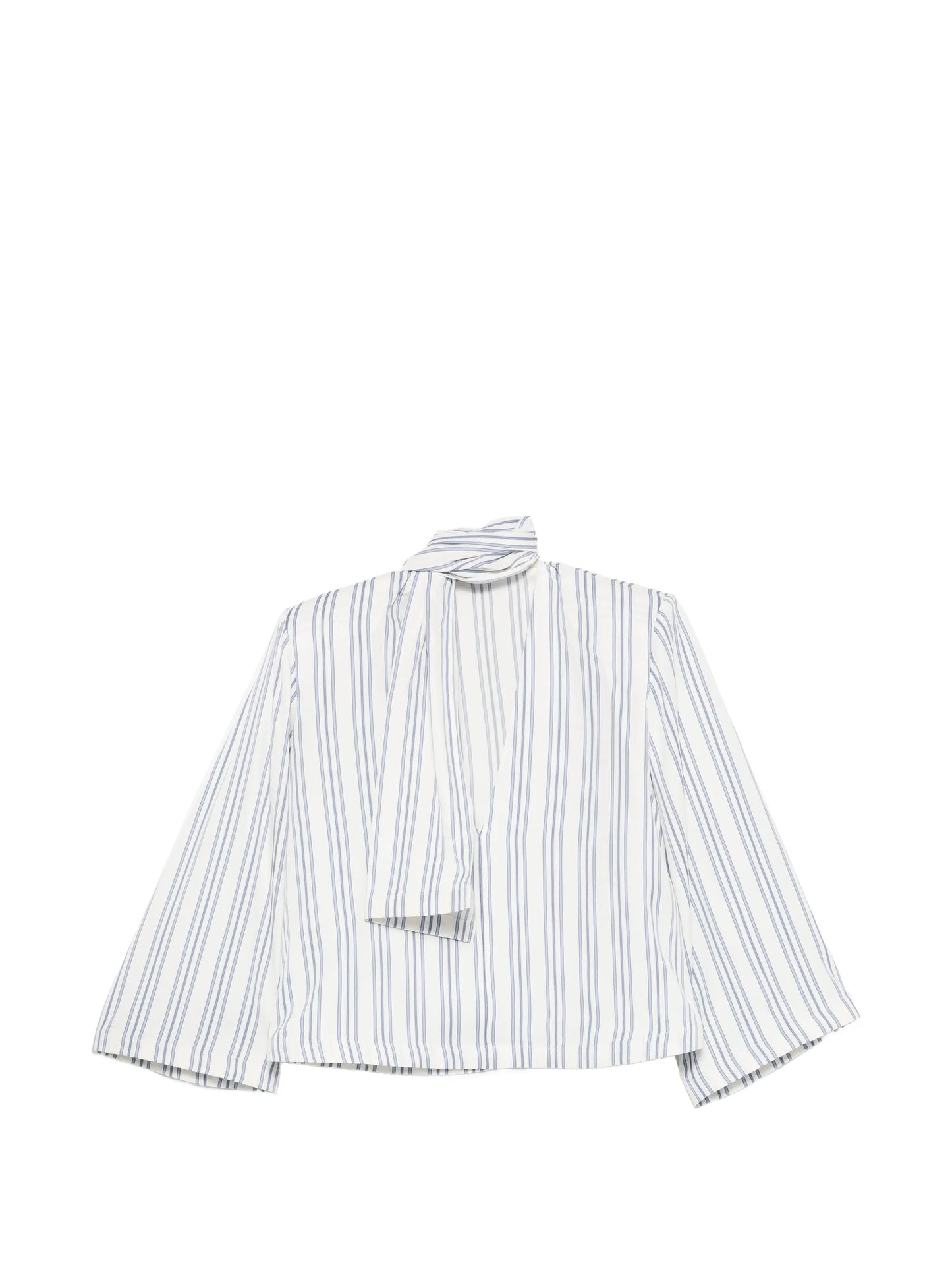 scarf-detail striped shirt