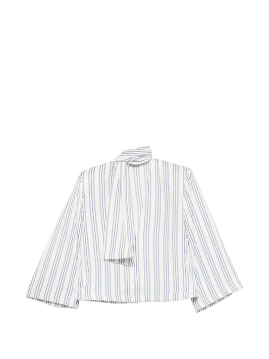 scarf-detail striped shirt