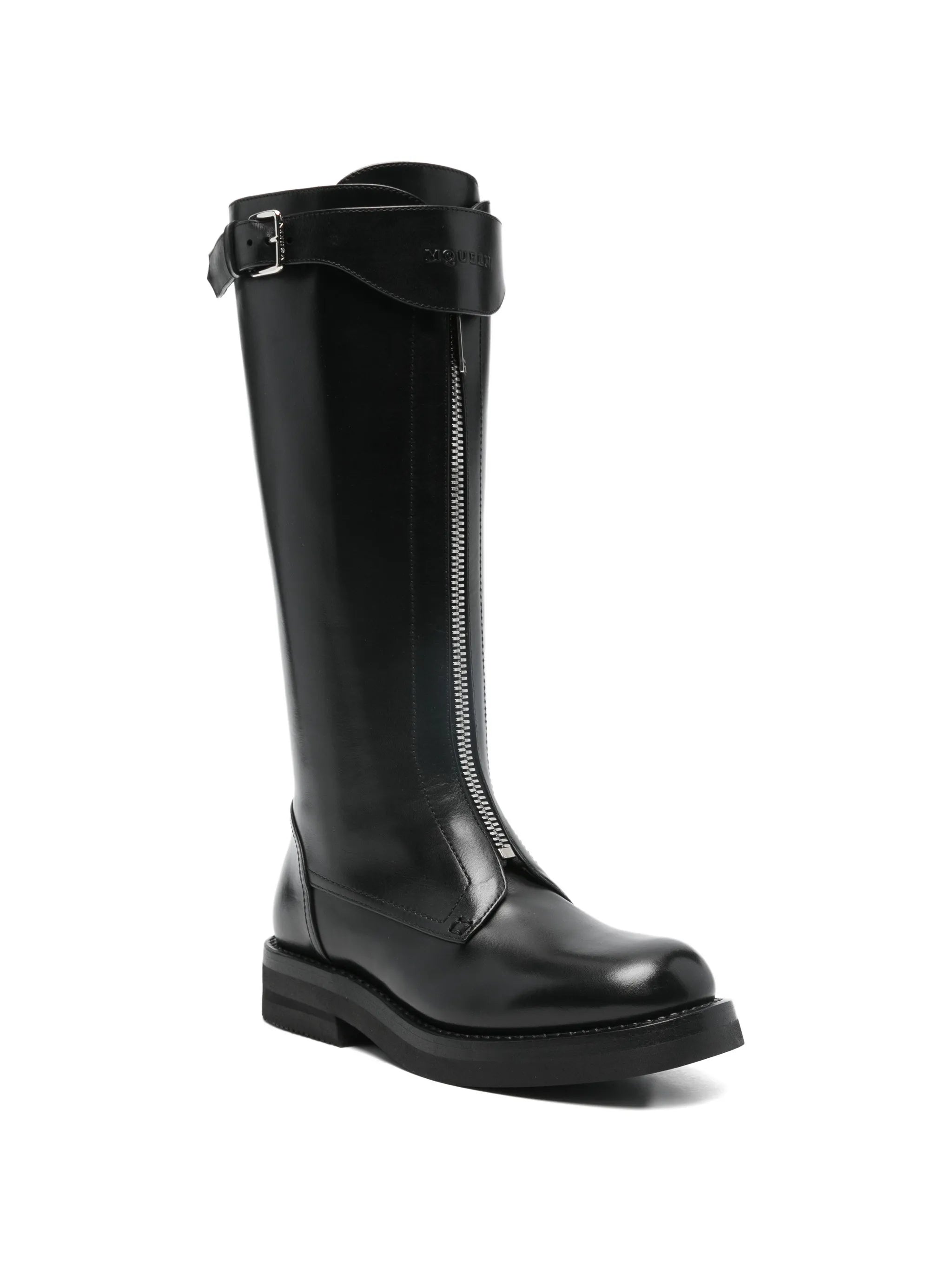 Countryside buckle leather knee boots
