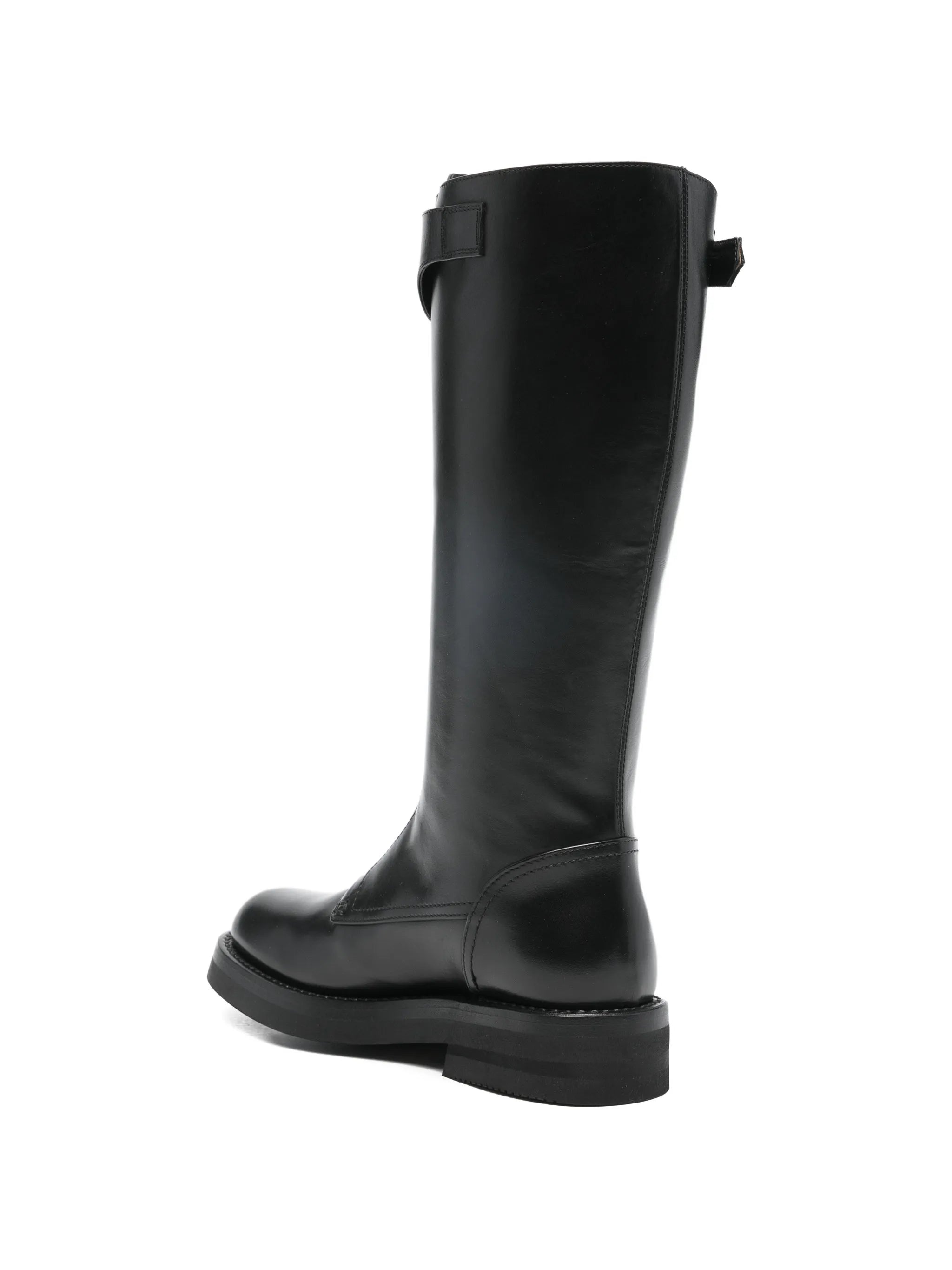 Countryside buckle leather knee boots