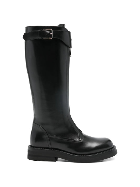 Countryside buckle leather knee boots