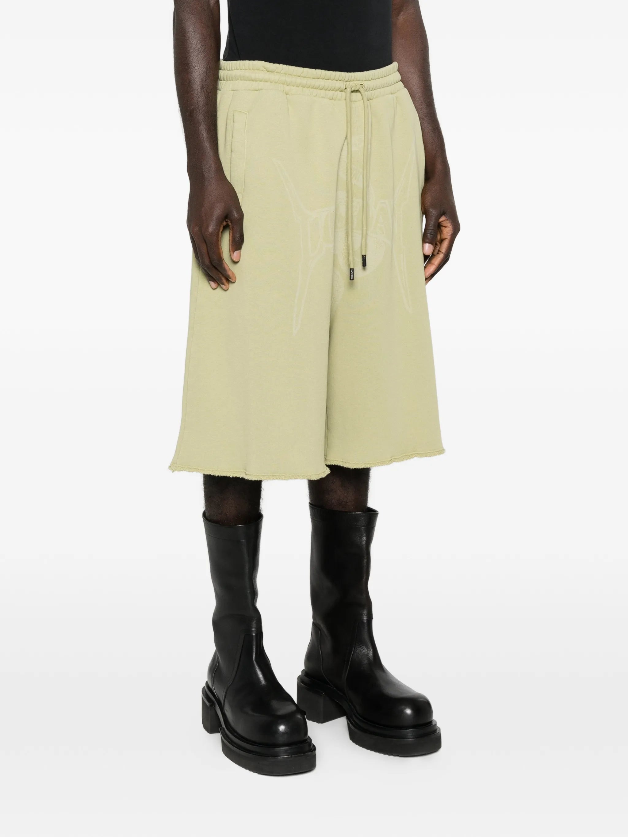 graphic raw-hem shorts