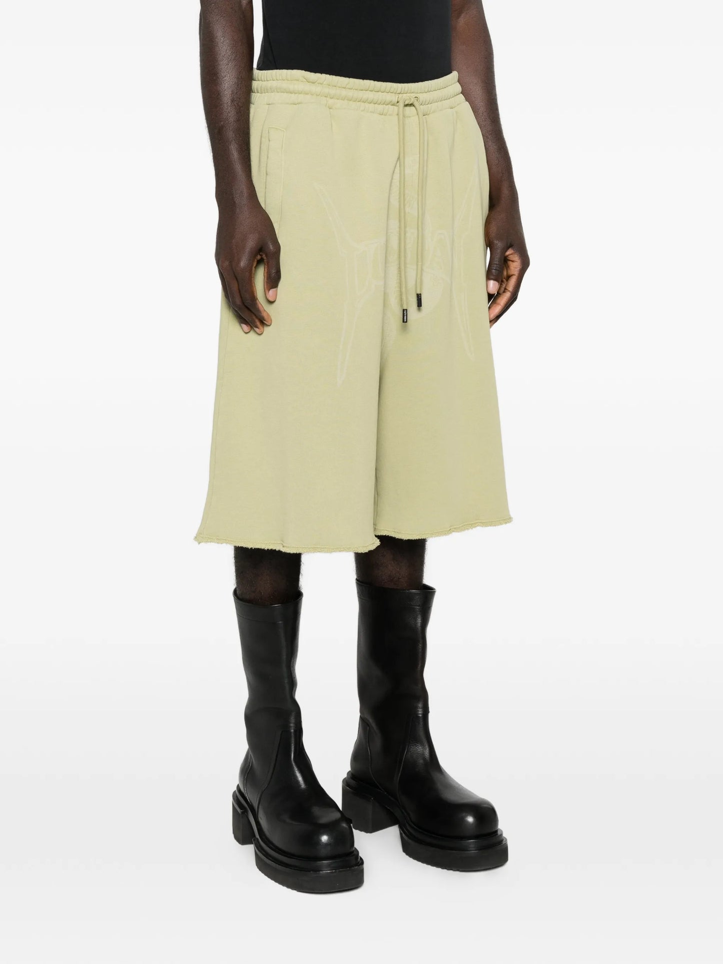 graphic raw-hem shorts