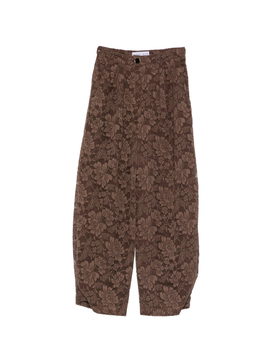 floral-print trousers