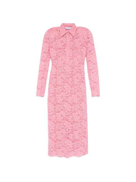floral-lace polo-collar dress