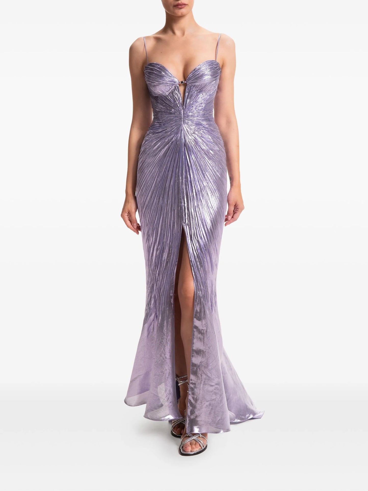 Sara metallic-effect maxi dress