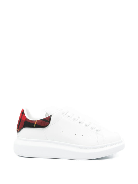 Oversized tartan-detail lace-up sneakers
