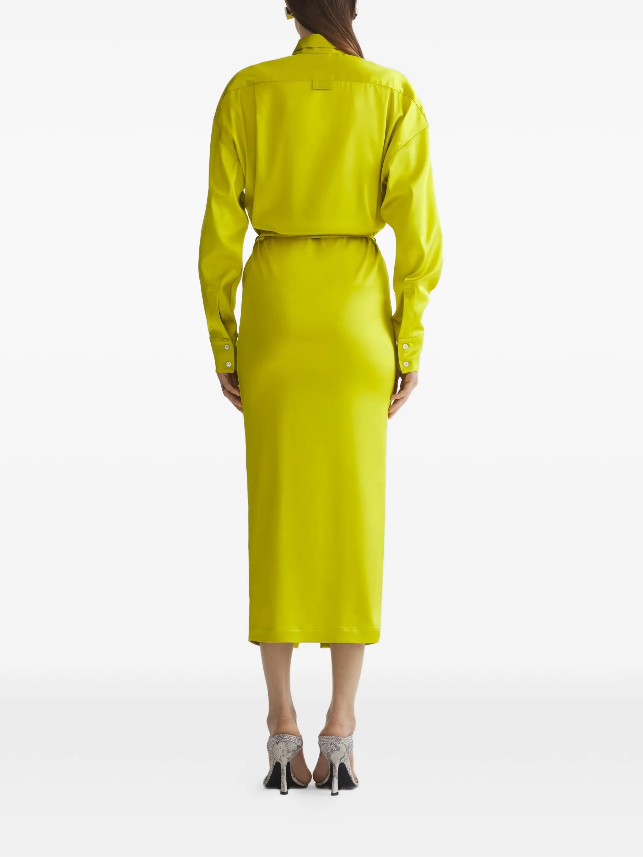 yellow buttoned shirt dress