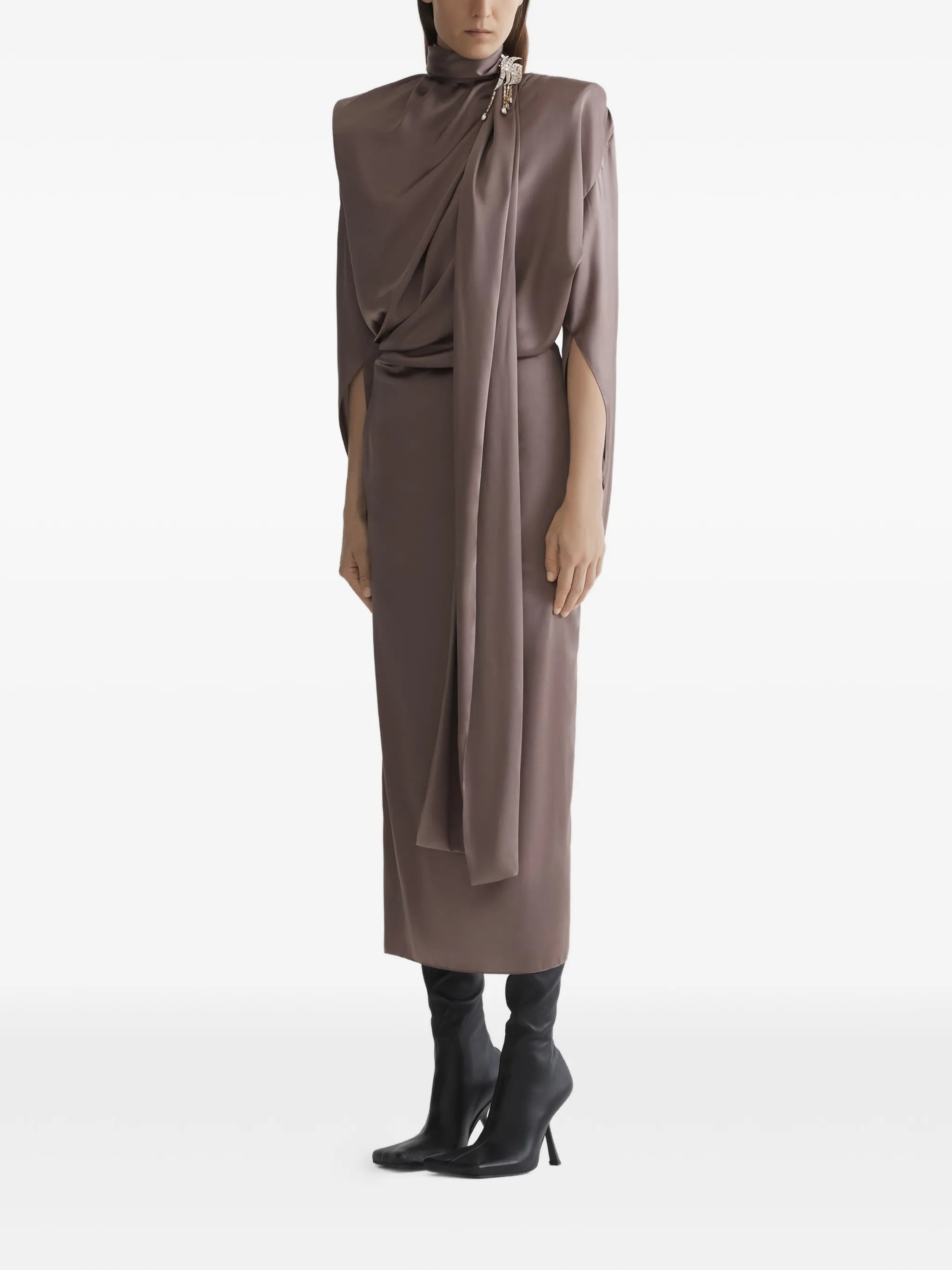 scarf draped dress