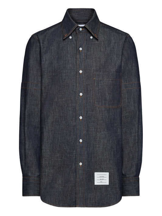 denim armband long-sleeve shirt