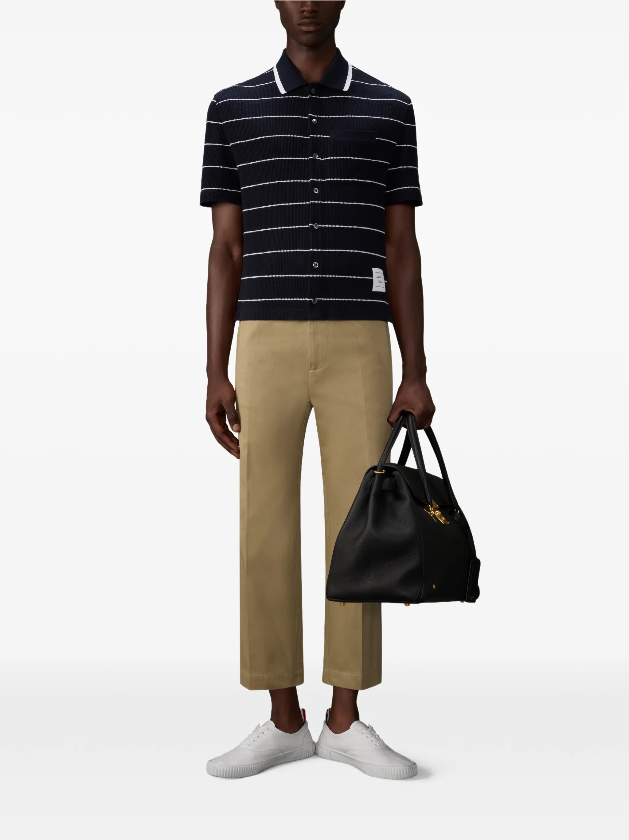 striped waffle short-sleeve shirt