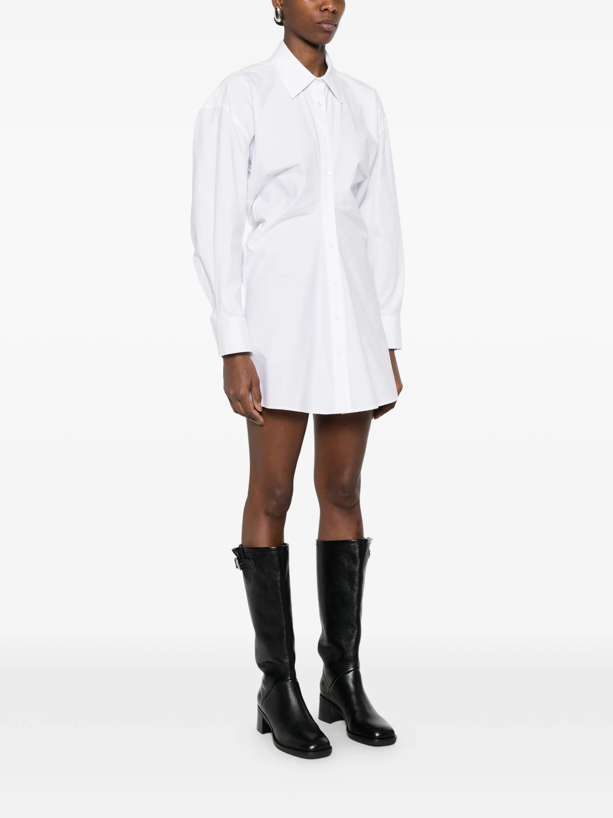 gathered-detail shirt-style mini dress