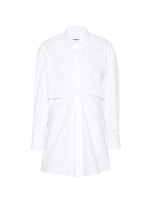 gathered-detail shirt-style mini dress