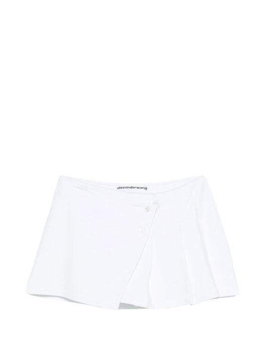 pleated wrap mini skirt