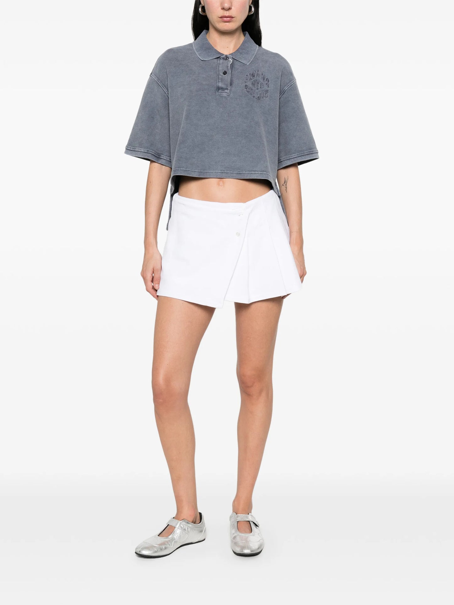 pleated wrap mini skirt